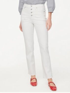 J. Crew Stovepipe White Buttonfly Jeans Sz. 35